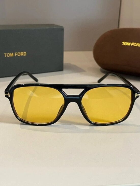 TF Falconer Double Bridge Sunglasses Yellow Tint Full Set Case & Box